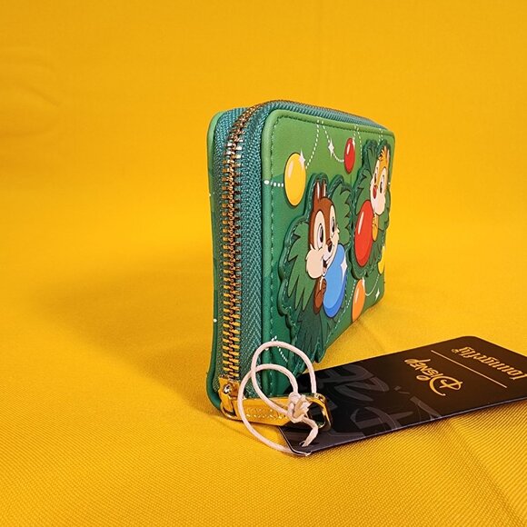 Loungefly Disney Chip N Dale Holiday Ornaments Christmas Tree Zip Around Wallet - Picture 3 of 10